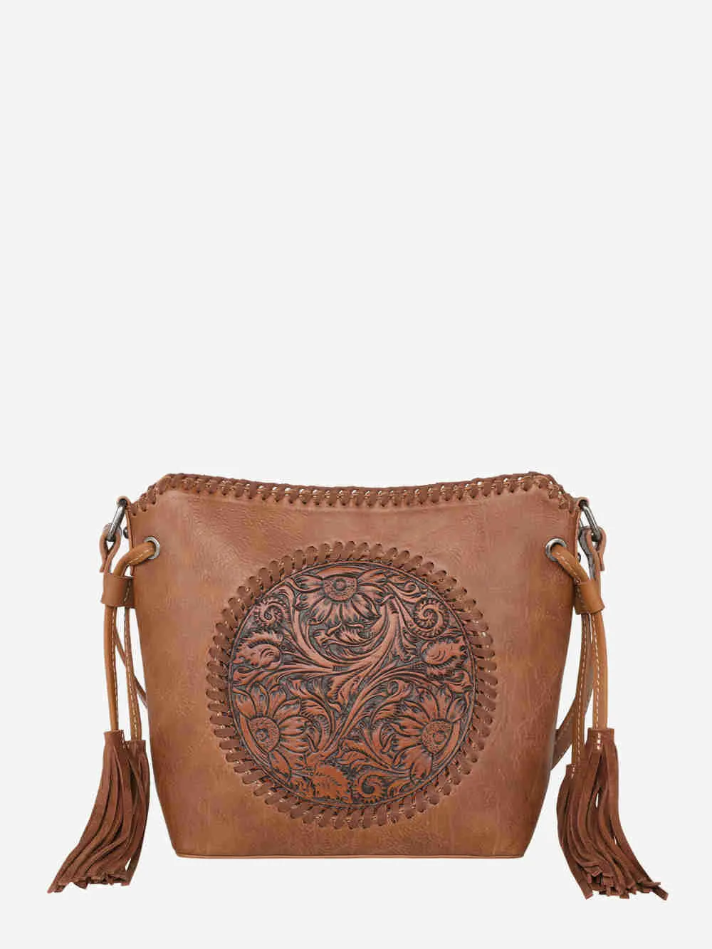 Montana West Vintage Floral Tooled Crossbody Saddle Bag Collection