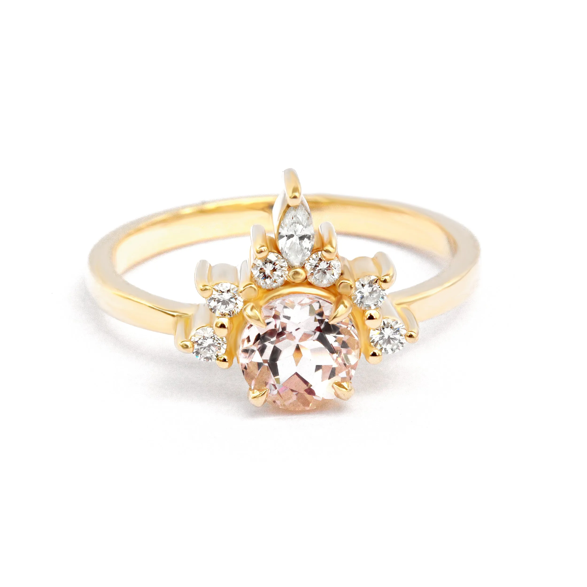 Morganite & Diamonds Unique Engagement Ring - Romi