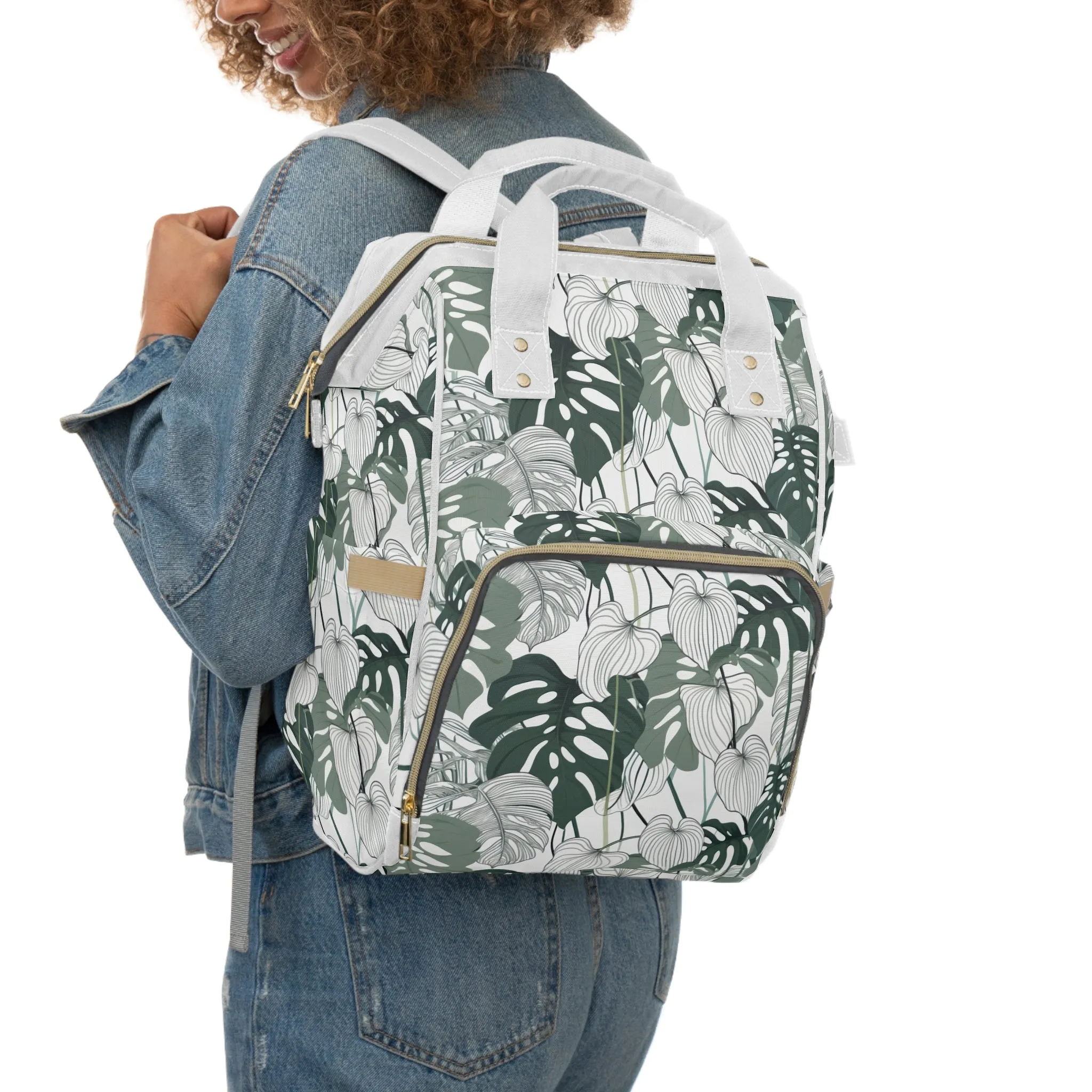 Multifunctional Backpack - Tropical Leaves pattern