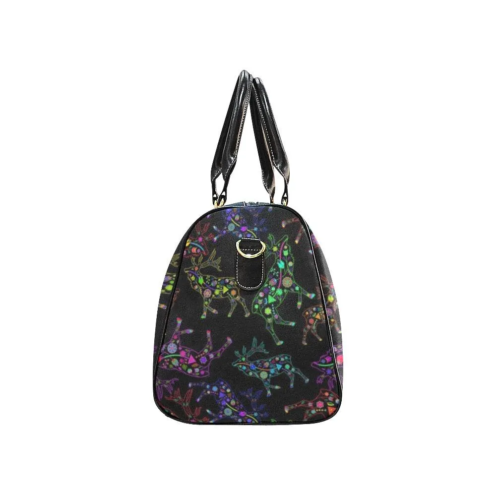 Neon Floral Elks Waterproof Travel Bag