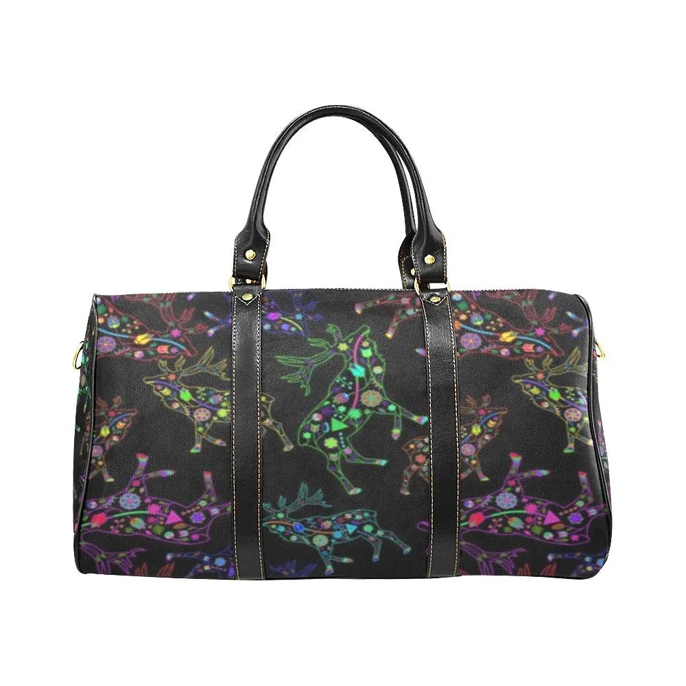 Neon Floral Elks Waterproof Travel Bag