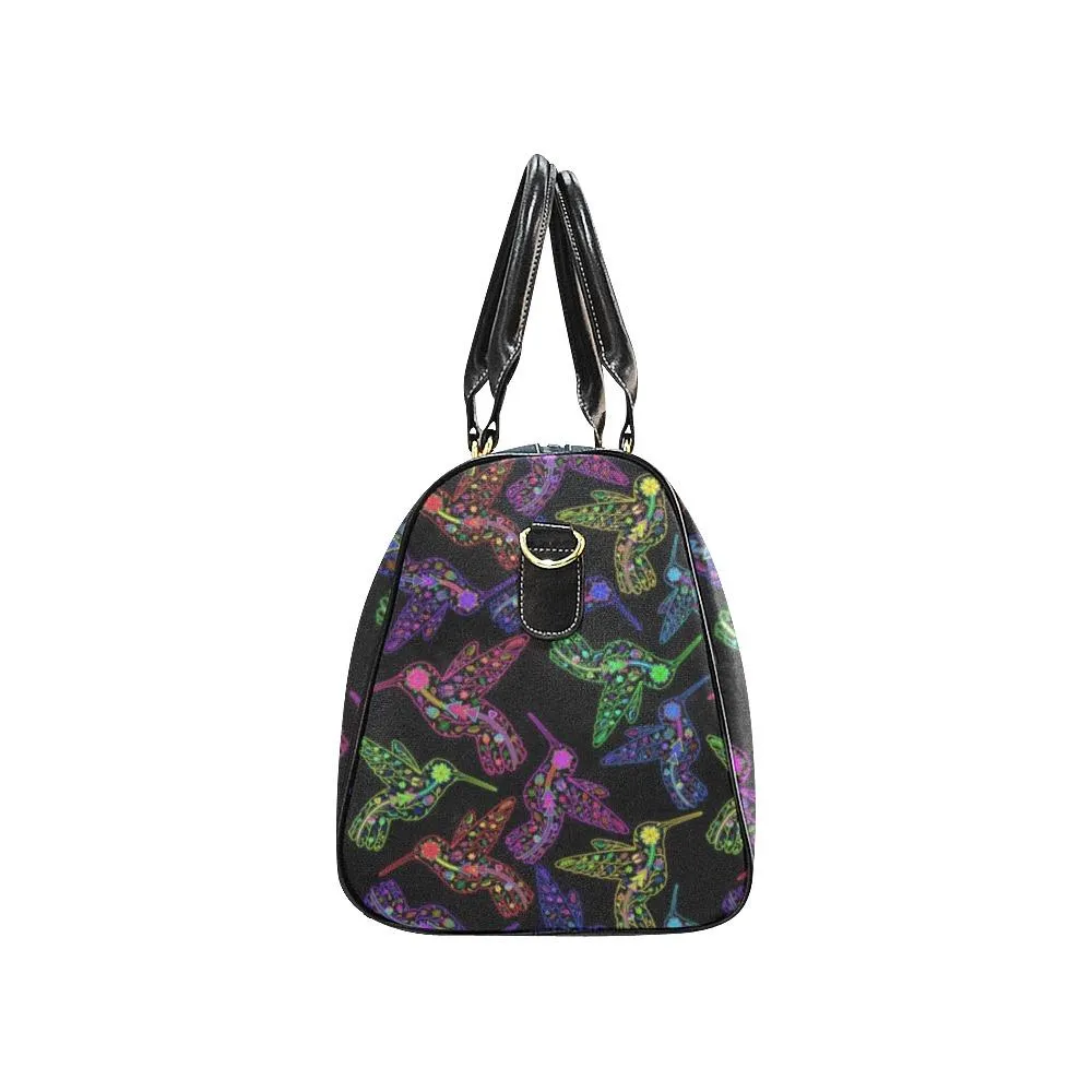 Neon Floral Hummingbirds Waterproof Travel Bag/Small