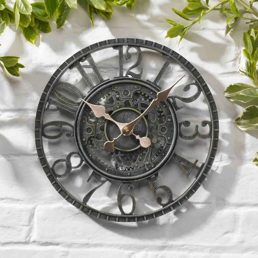 Outside In 12" Verdigris Newby Wall Clock