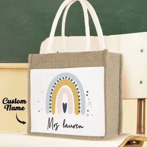 Personalized Teacher Bag Large Jute Bag Gift for Teacher