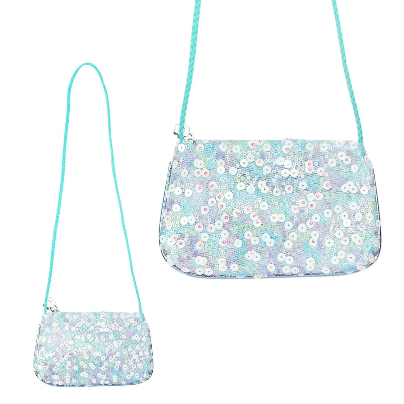 Pink Poppy Bloom Fairy Sequin Shoulder Bag Blue