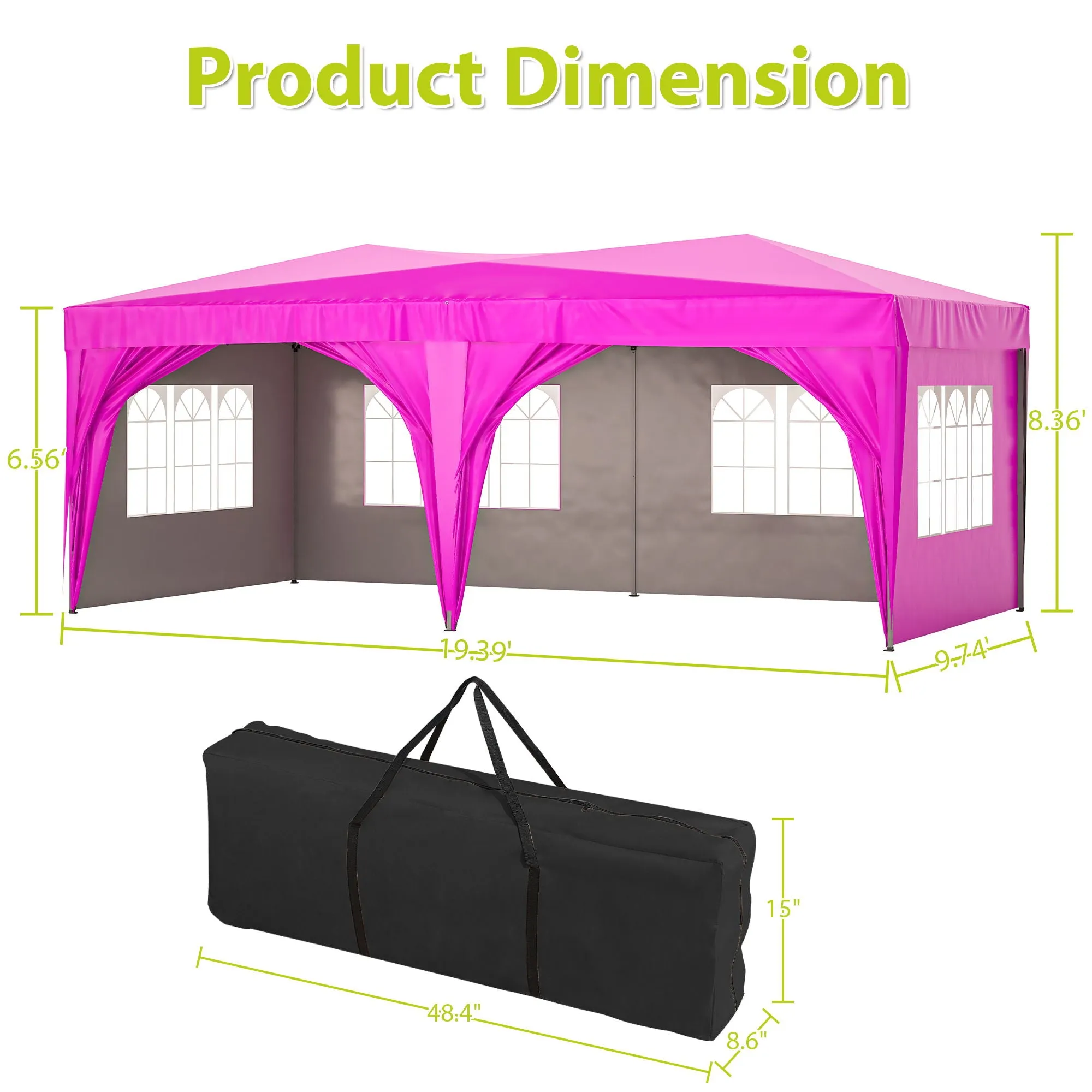 Pop Up Canopy Outdoor Portable Party Folding Tent With 6 Removable Sidewalls   Carry Bag   6 Pieces Weight Bag