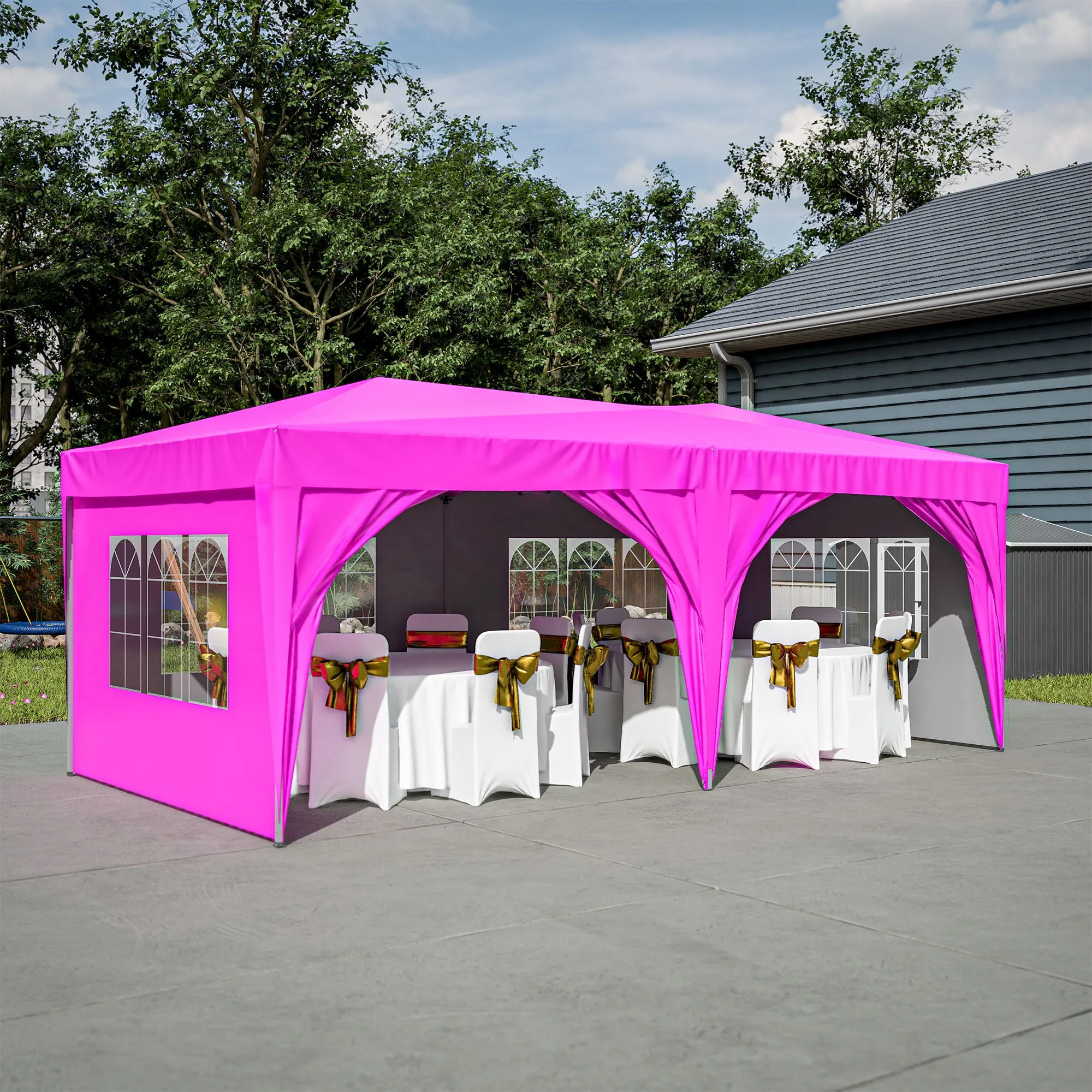 Pop Up Canopy Outdoor Portable Party Folding Tent With 6 Removable Sidewalls   Carry Bag   6 Pieces Weight Bag