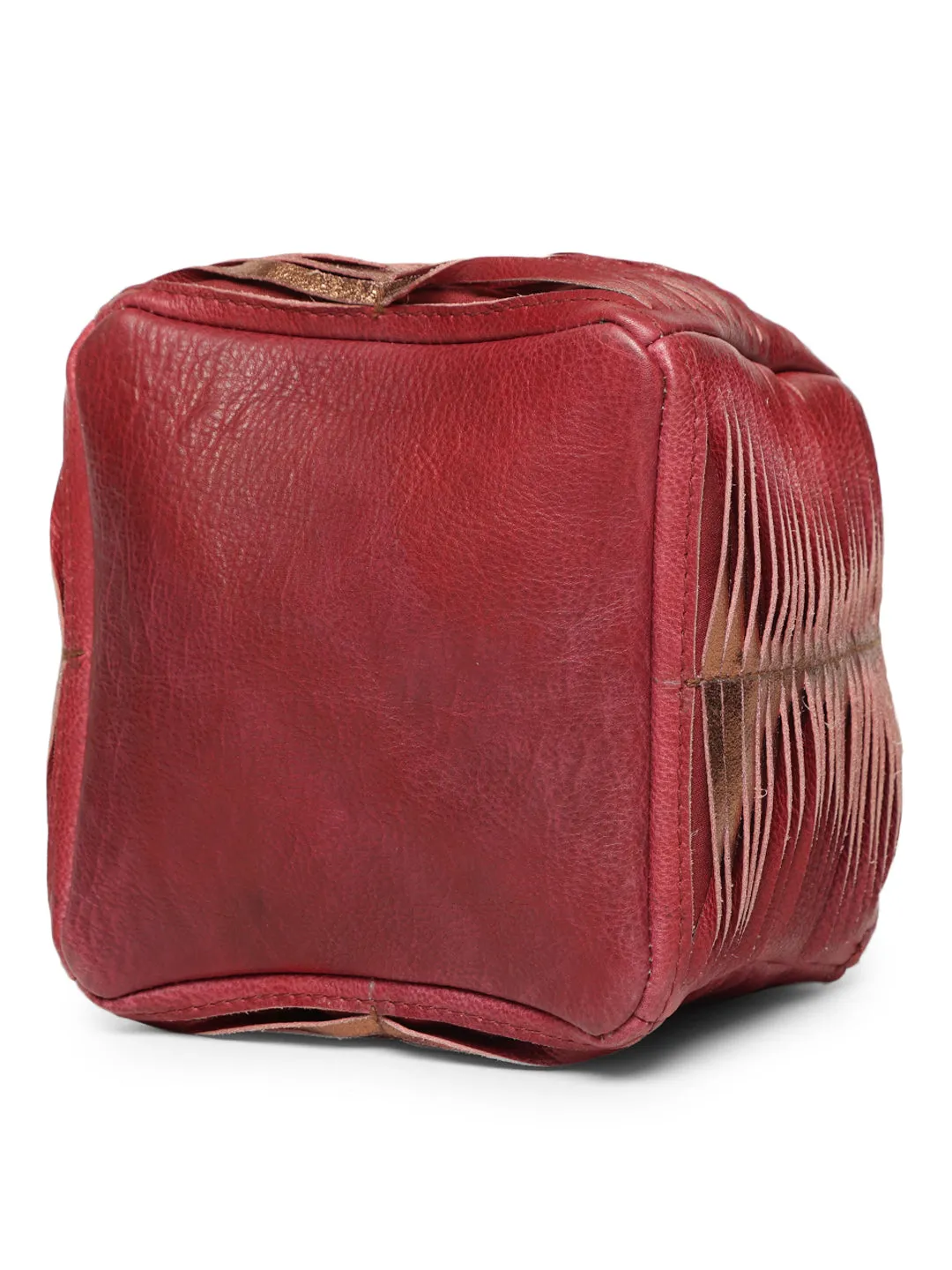 Premade Perfection: Red Leather Crossbody Clutch in Unique Shape