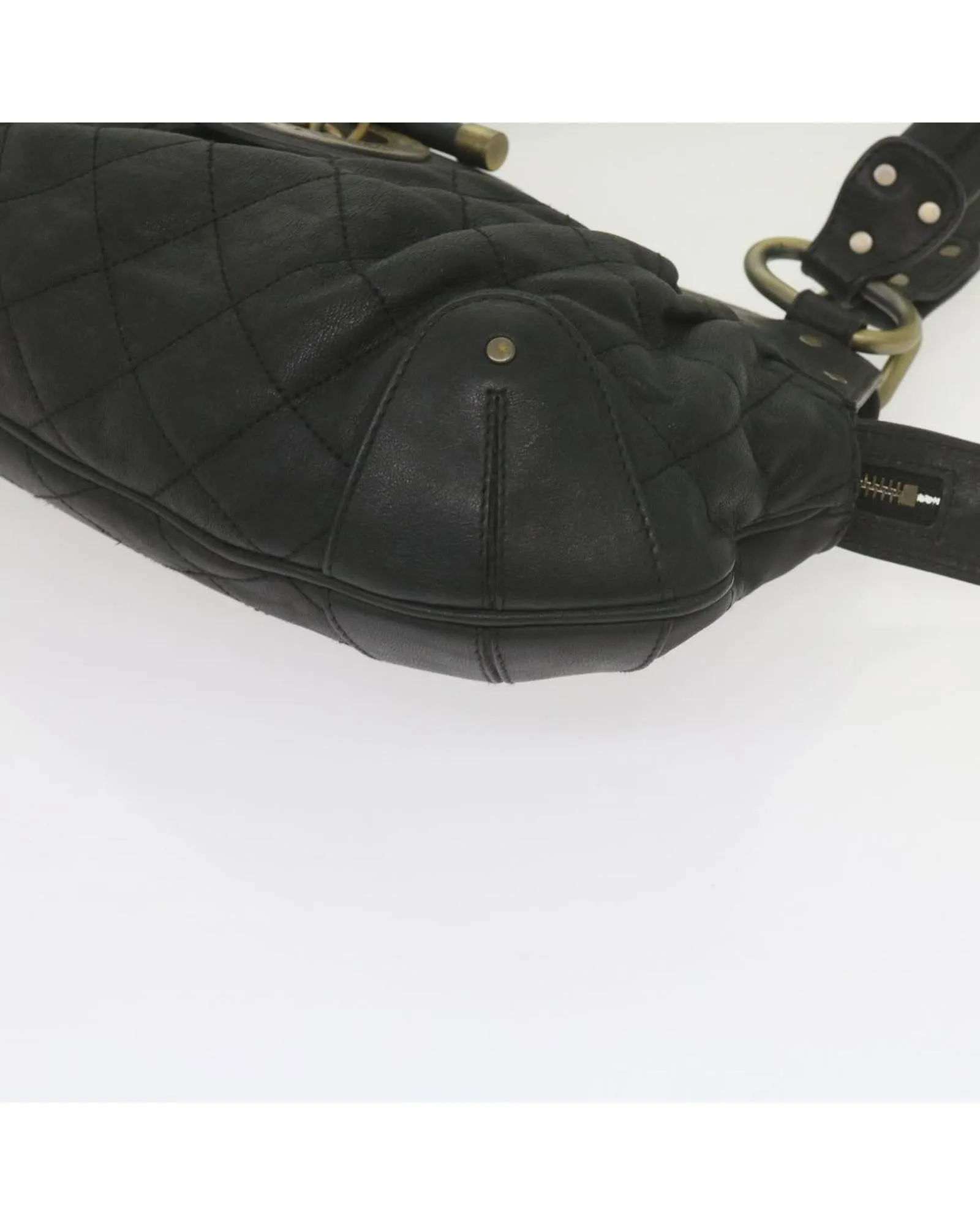 Quilted Leather Shoulder Bag with Dust Bag - Black