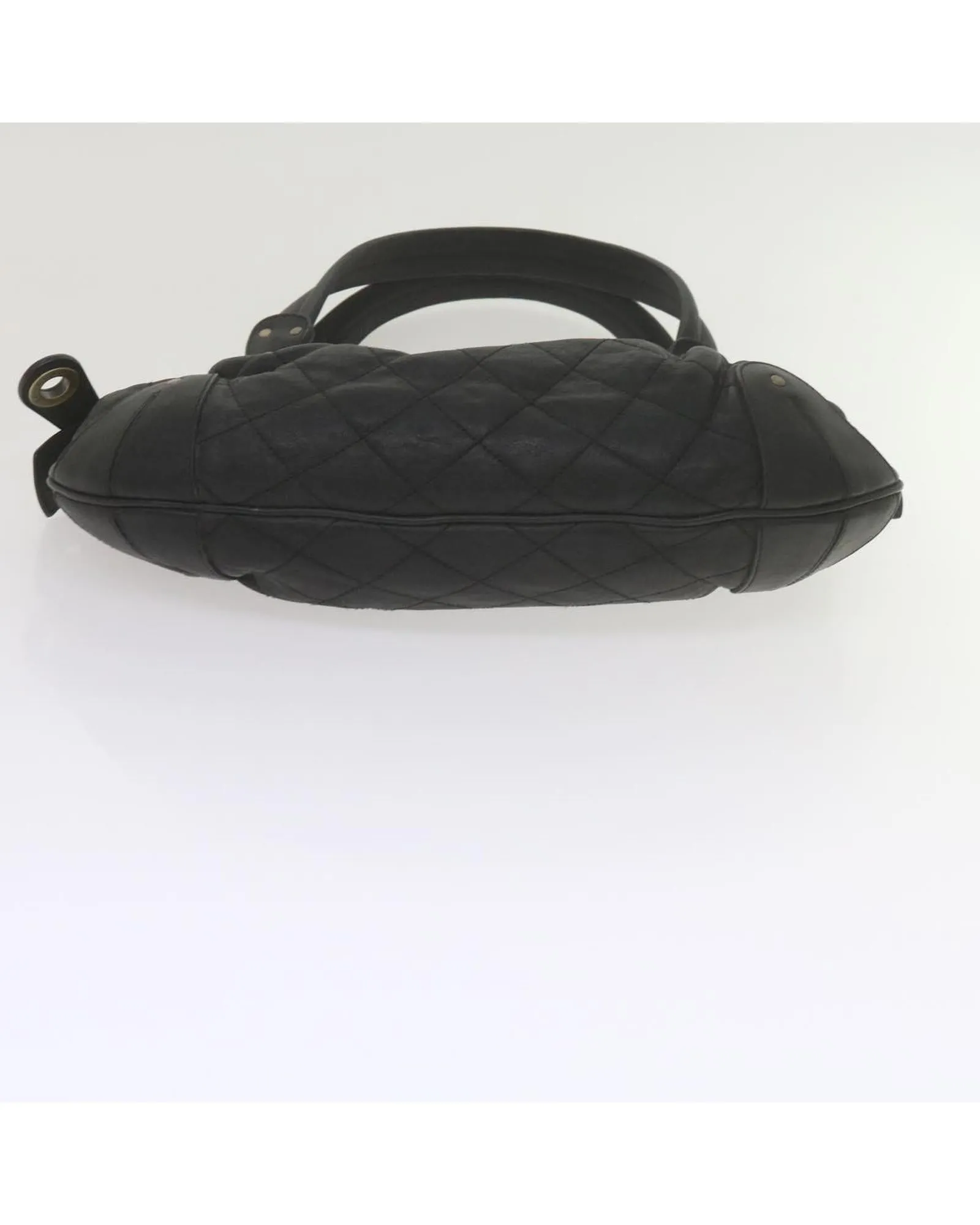 Quilted Leather Shoulder Bag with Dust Bag - Black