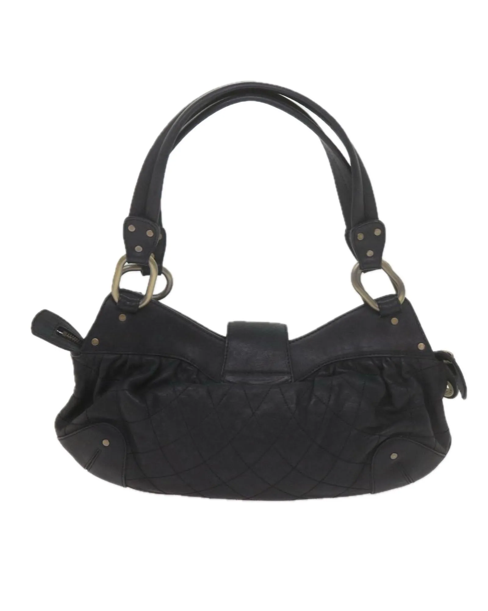 Quilted Leather Shoulder Bag with Dust Bag - Black