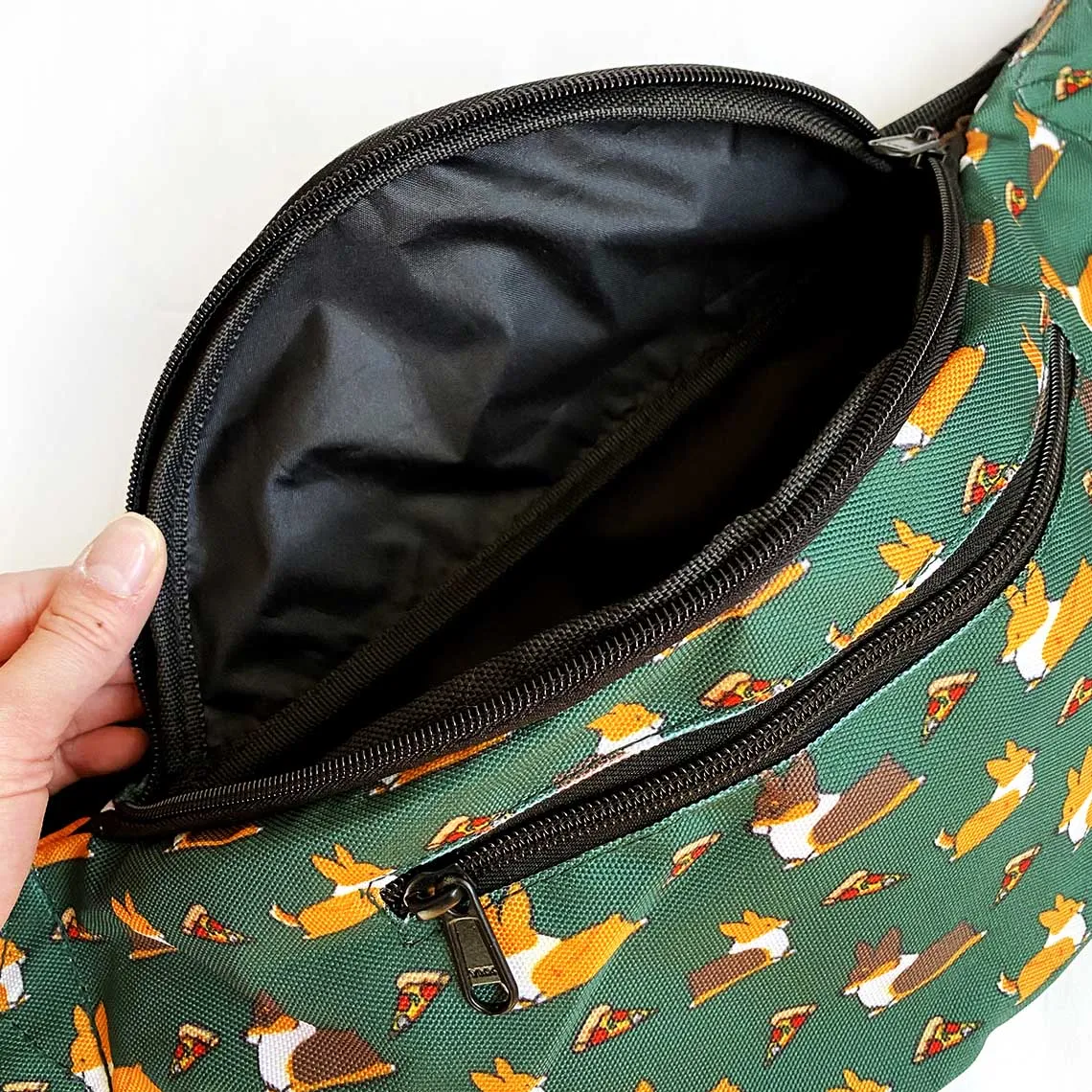 "Pizza Corgis" Green Fanny Pack