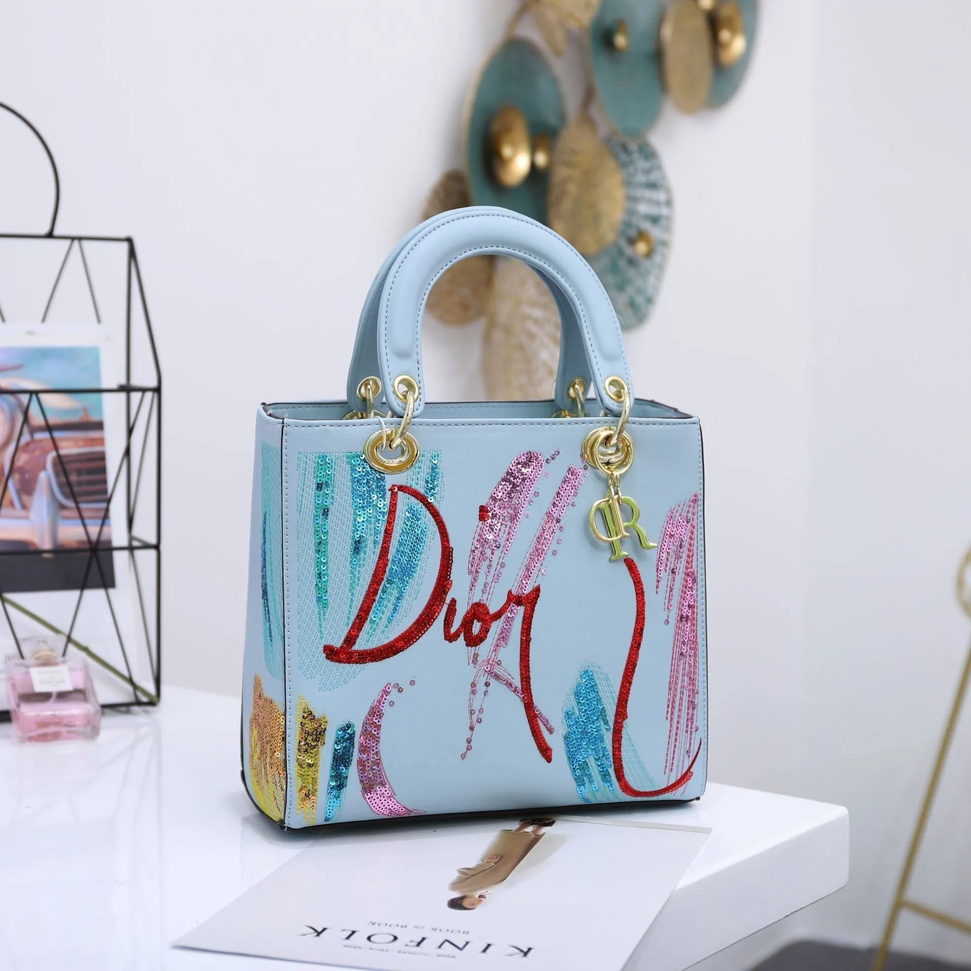 Sequin Embroidered Pu Handbags Portable Messenger Ladies Bag