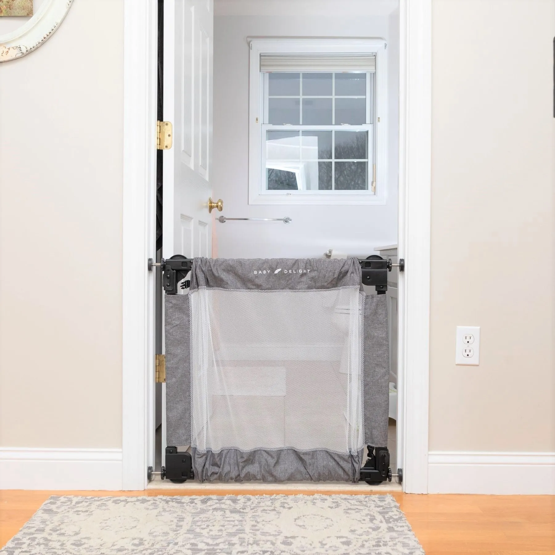 Span Expandable Folding Gate-Charcoal Tweed