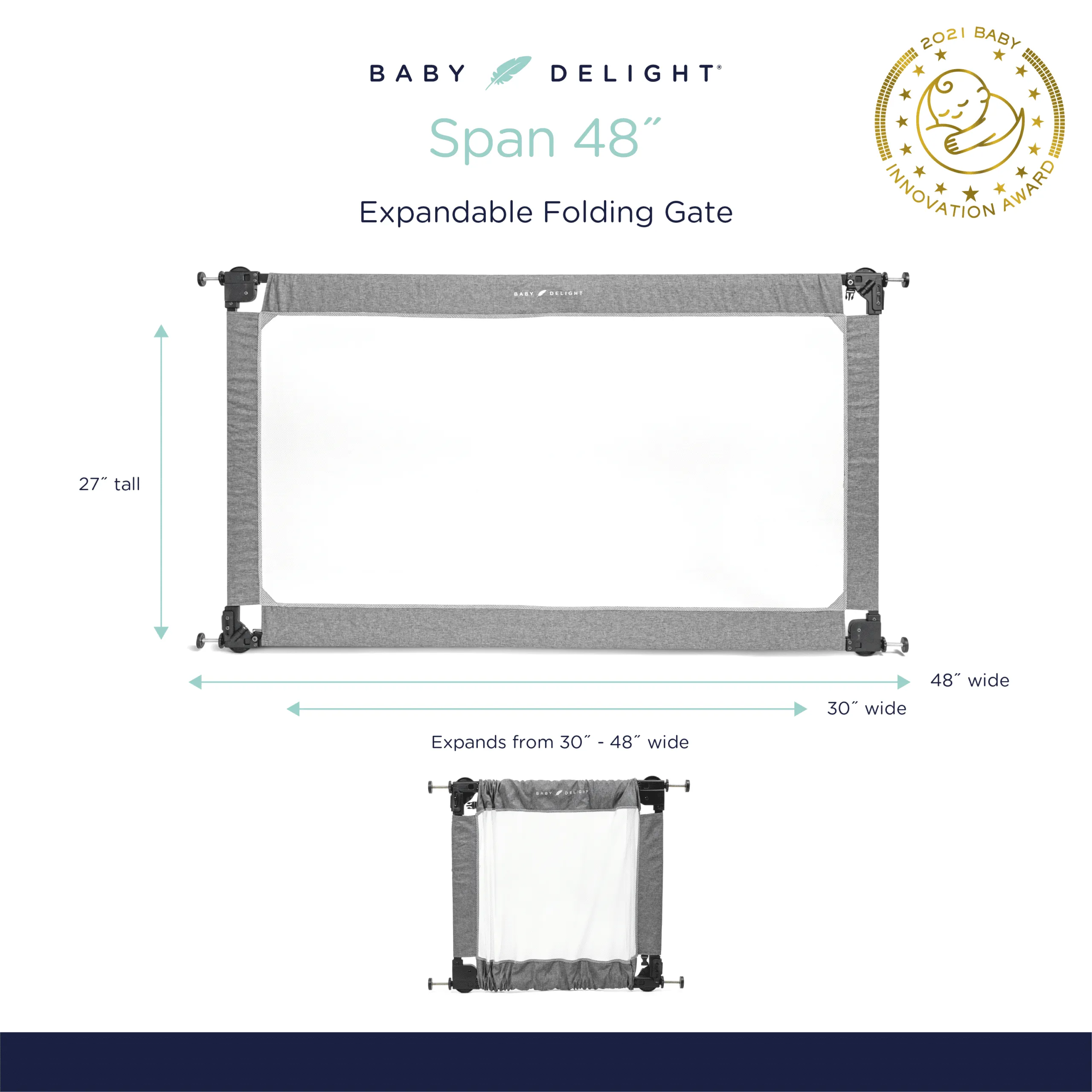 Span Expandable Folding Gate-Charcoal Tweed