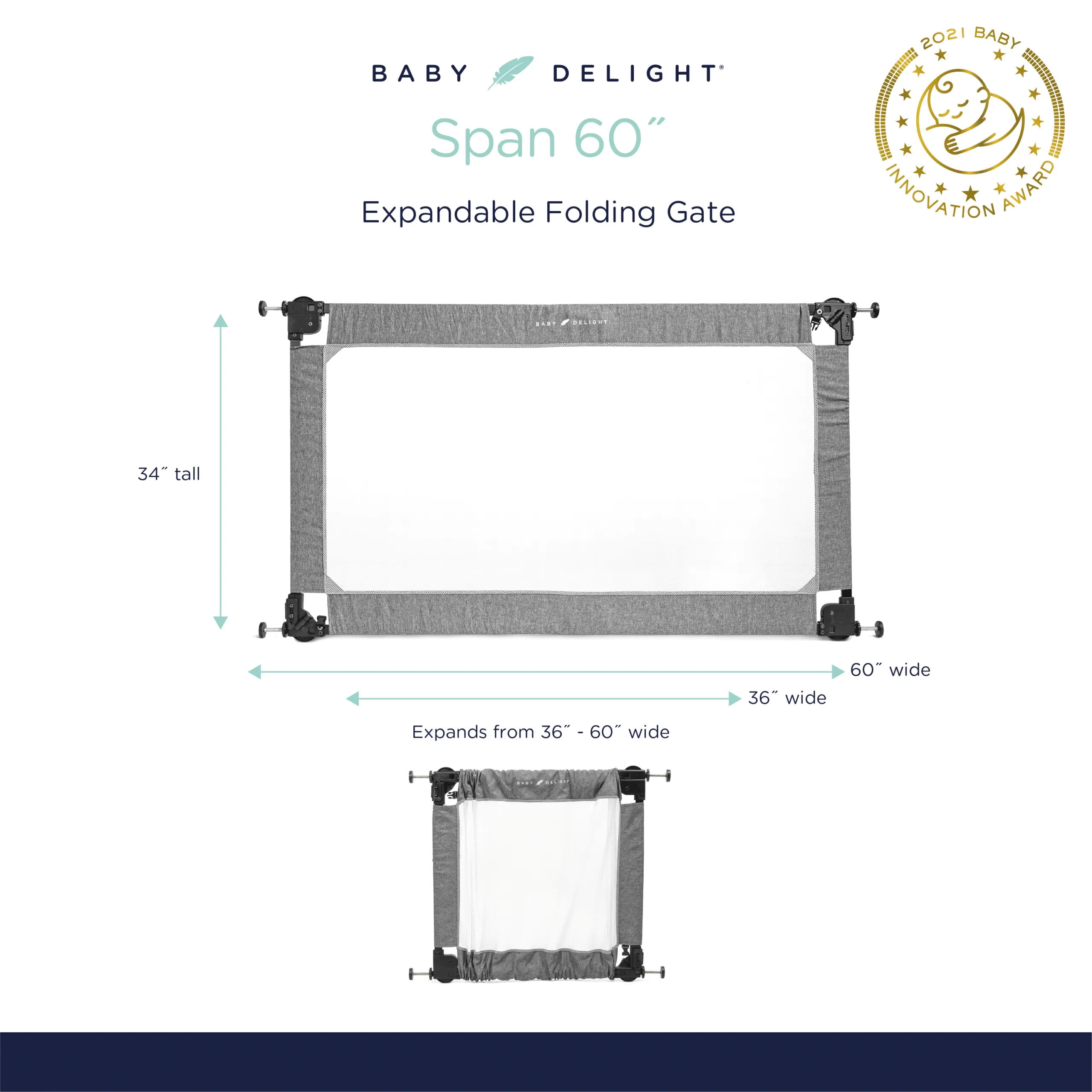 Span Expandable Folding Gate-Charcoal Tweed