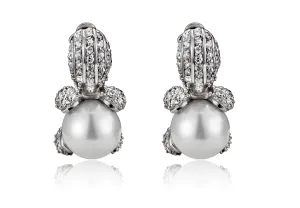 Sterling Silver Cubic Zirconia & Pearl Pear Drop Earrings