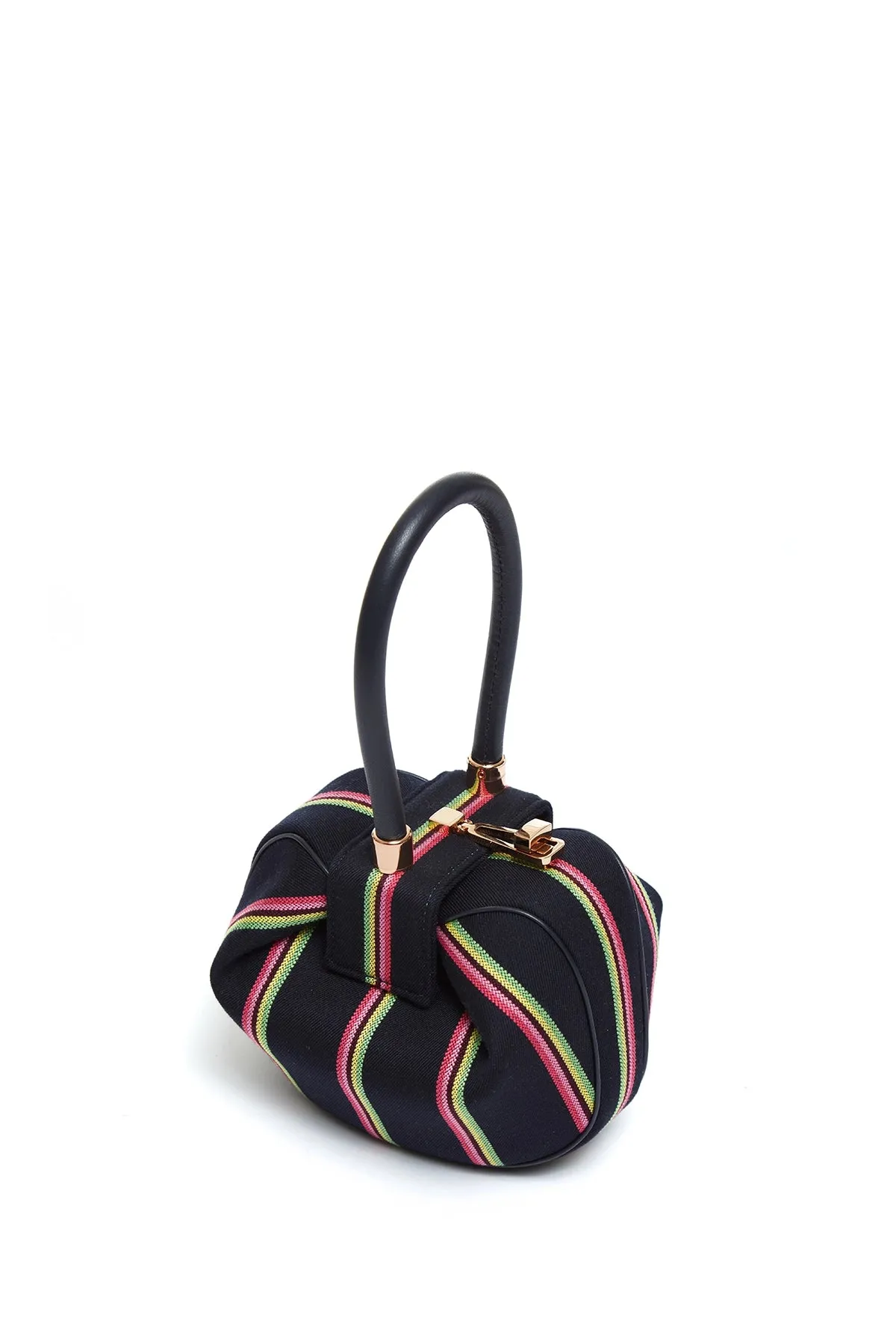 Striped Demi Bag in Navy Wool