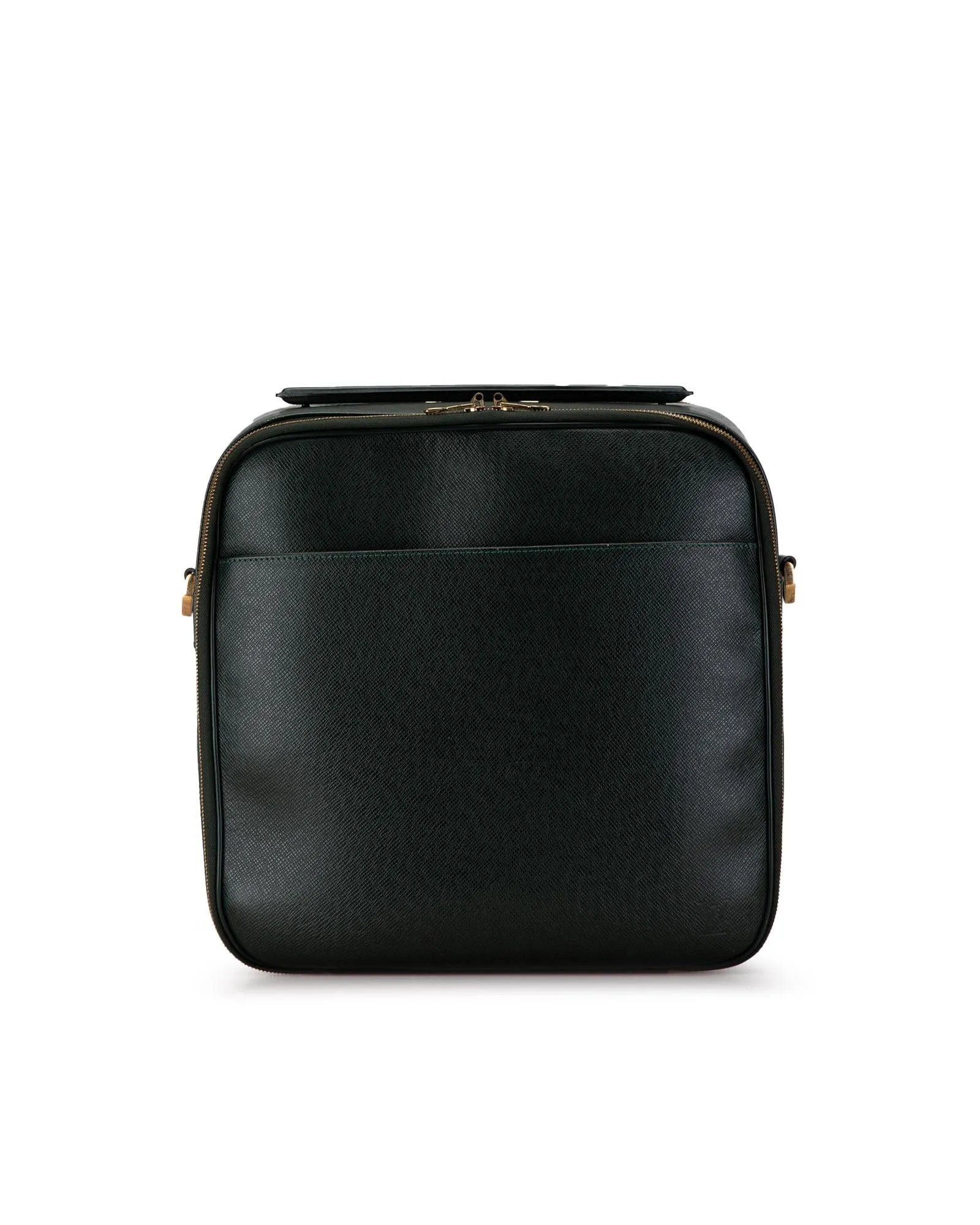 Taiga Leather Business Bag with Zip Closure and Detachable Strap