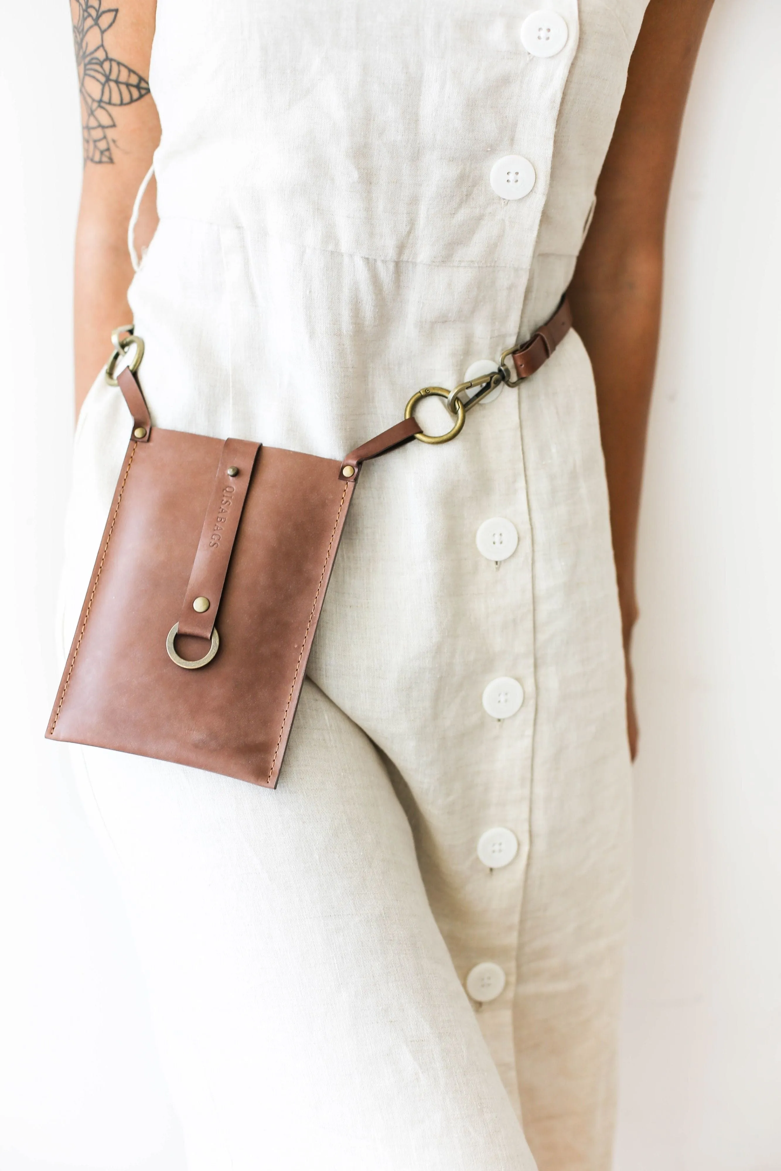 Taupe Leather Phone Bag