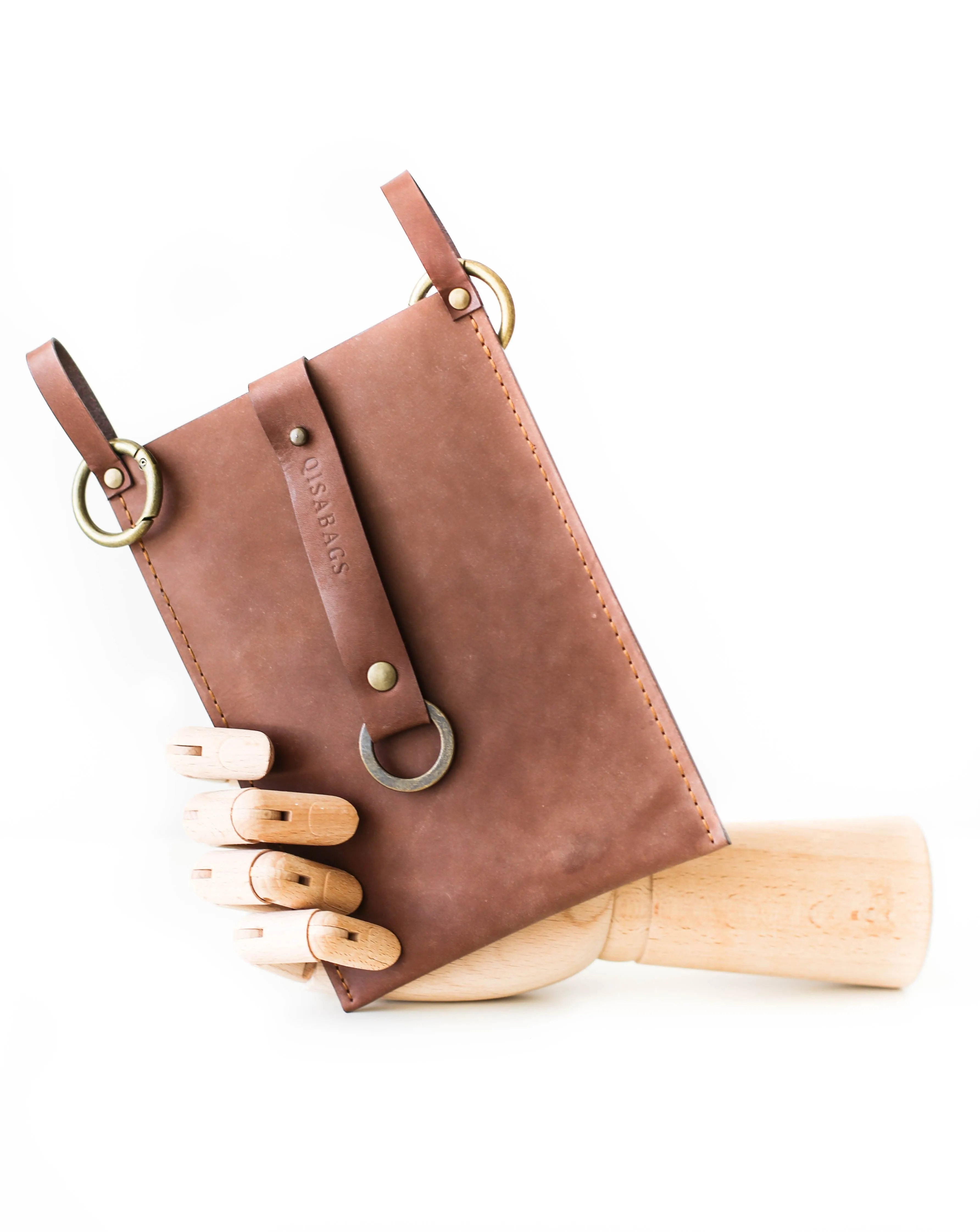 Taupe Leather Phone Bag