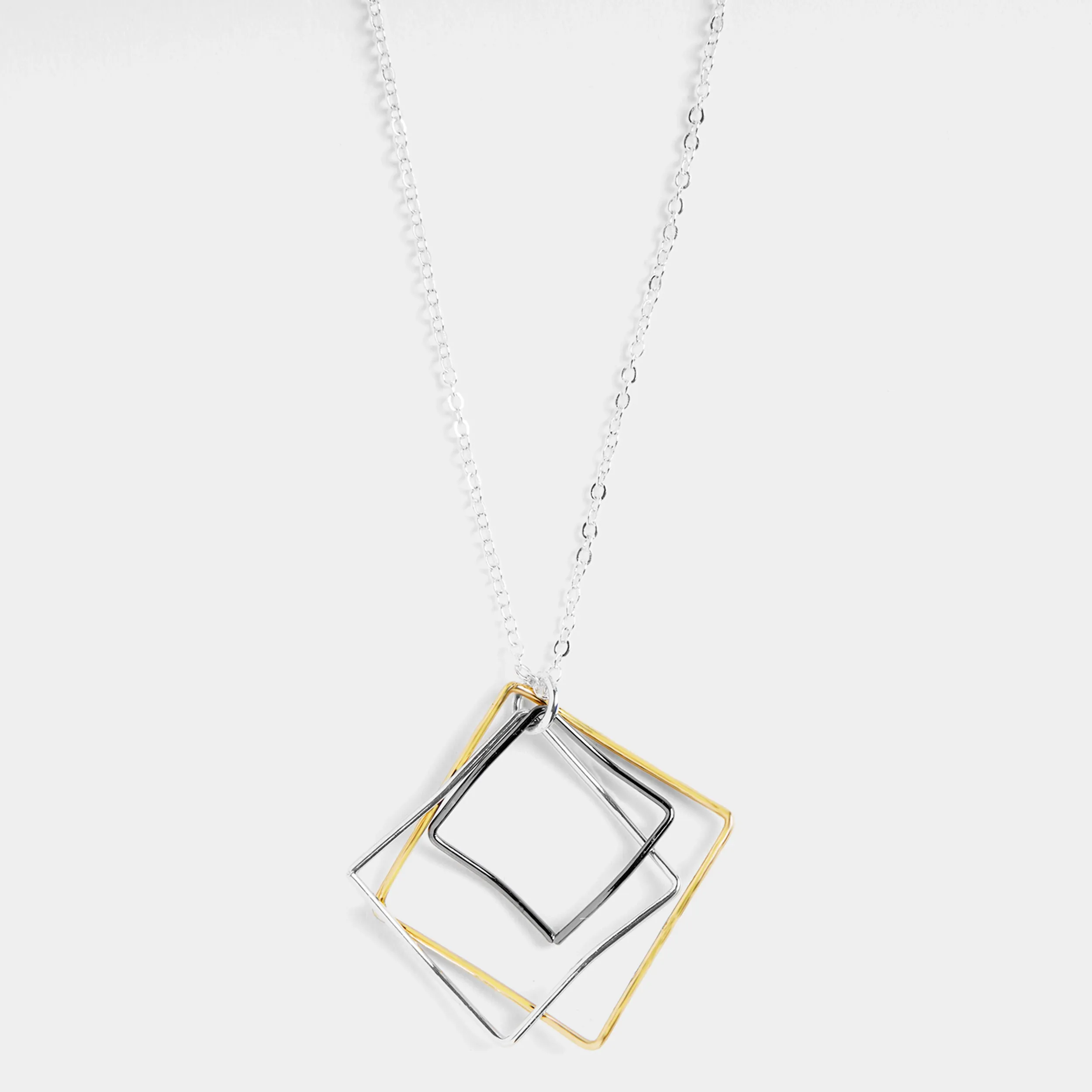 Triple Square Necklace - Mixed Metal