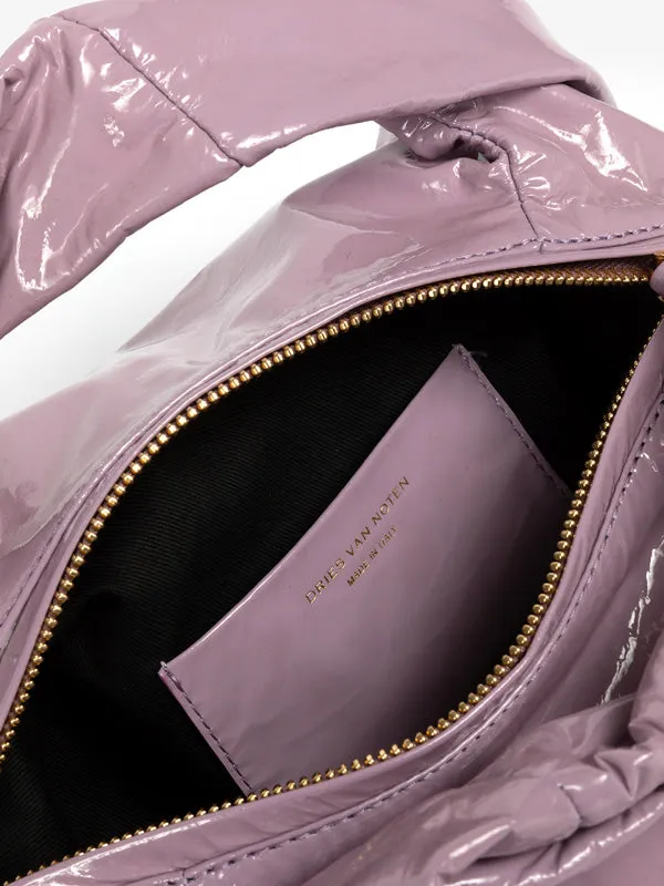 Twist Leather Tote in Lilac