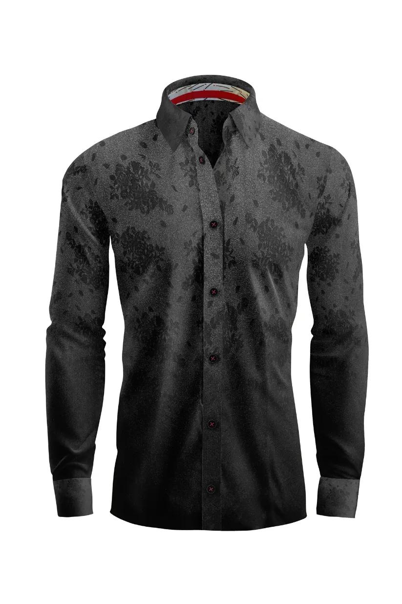 Vercini Charcoal Floral Elegance Cotton Shirt