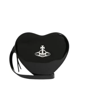 Vivienne Westwood Black Shiny Patent Louise Heart Crossbody Bag