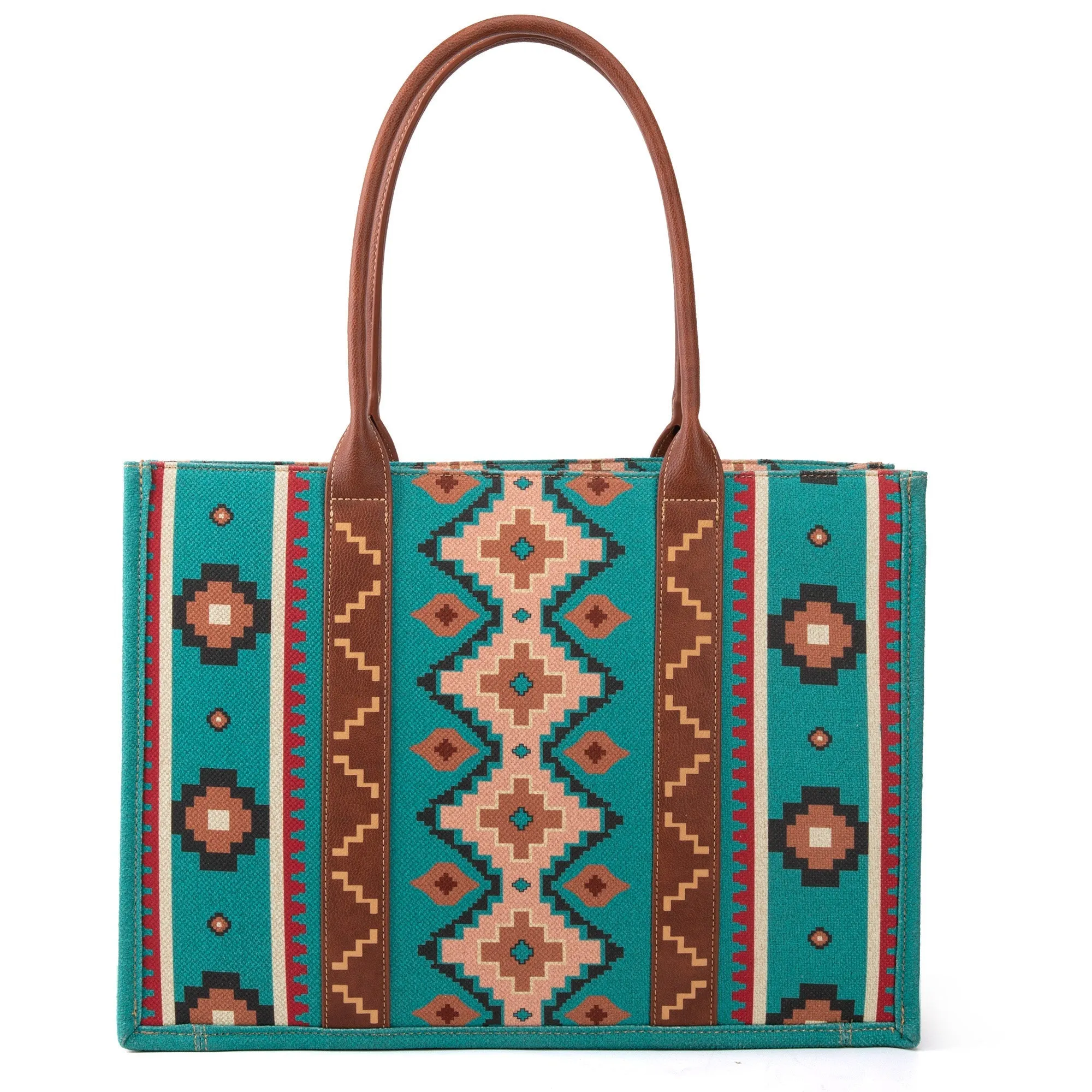 Wrangler Southwestern Print Canvas Wide Tote Bag (WG2203-8119TQ)