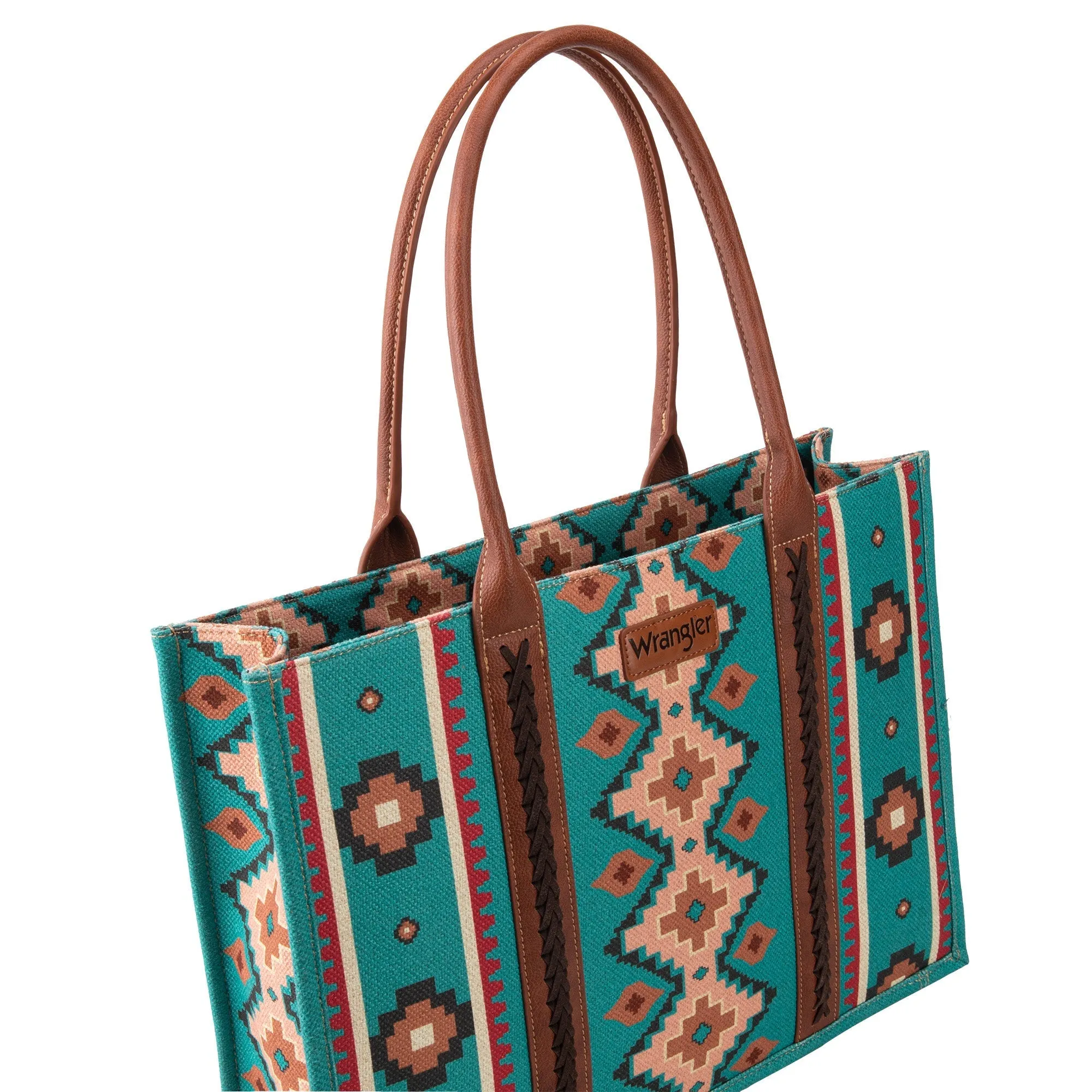 Wrangler Southwestern Print Canvas Wide Tote Bag (WG2203-8119TQ)