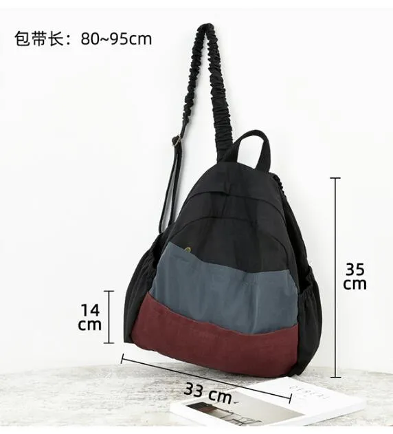 Wrinkled Belt  PatchWork Casual Large Women Travel Bag Shoulder Bag